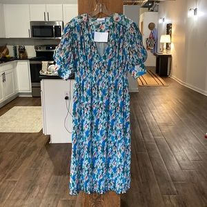 Ganni plisse midi dress